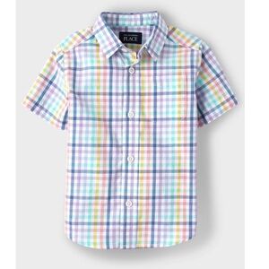 The Children's Place Toddler Boys Gingham Poplin Button Up Shirt - Multi size 4t